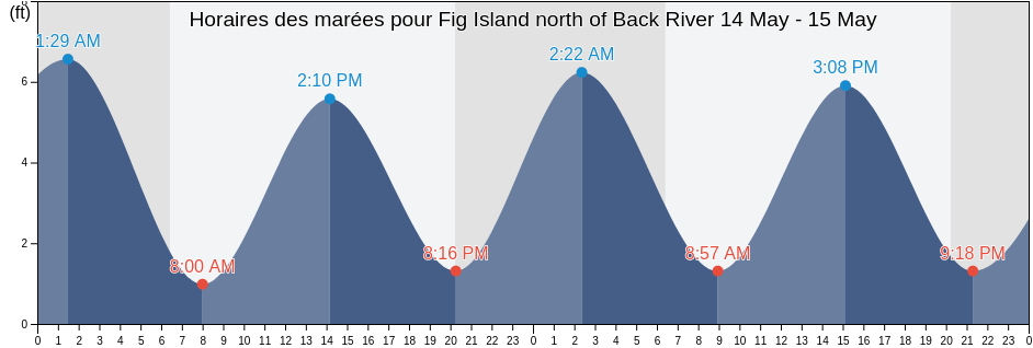 Horaires des marées pour Fig Island north of Back River, Chatham County, Georgia, United States