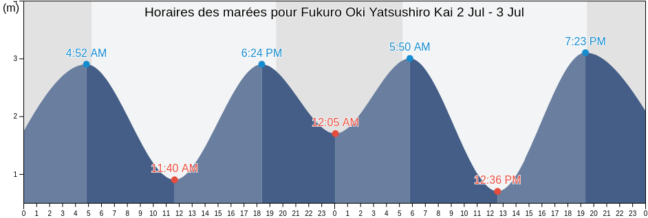 Horaires des marées pour Fukuro Oki Yatsushiro Kai, Minamata Shi, Kumamoto, Japan