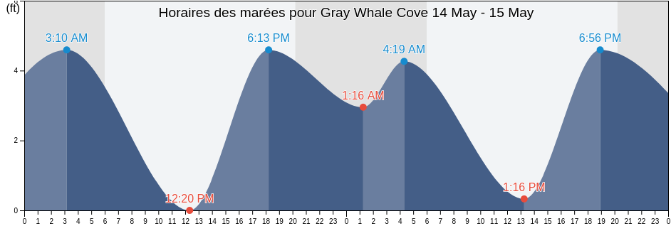 Horaires des marées pour Gray Whale Cove, San Mateo County, California, United States