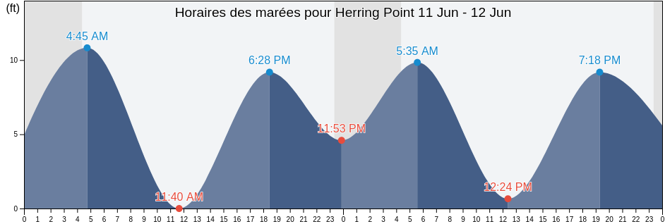 Horaires des marées pour Herring Point, Anchorage Municipality, Alaska, United States