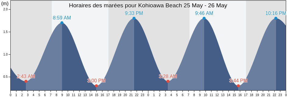 Horaires des marées pour Kohioawa Beach, Auckland, New Zealand