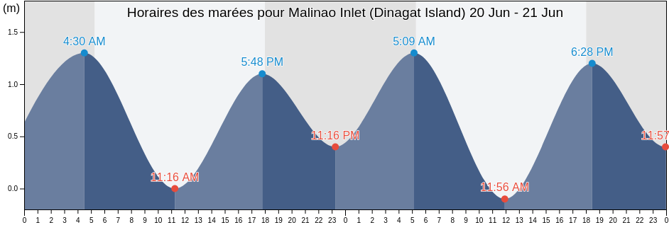Horaires des marées pour Malinao Inlet (Dinagat Island), Dinagat Islands, Caraga, Philippines
