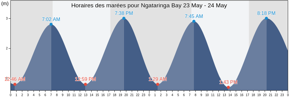 Horaires des marées pour Ngataringa Bay, New Zealand