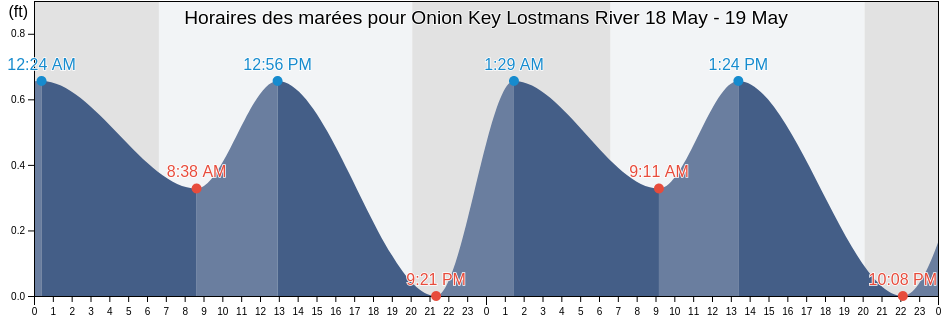 Horaires des marées pour Onion Key Lostmans River, Miami-Dade County, Florida, United States