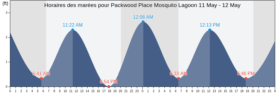 Horaires des marées pour Packwood Place Mosquito Lagoon, Volusia County, Florida, United States