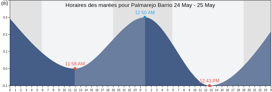 Horaires des marées pour Palmarejo Barrio, Lajas, Puerto Rico