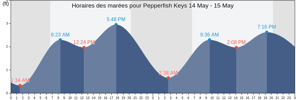 Horaires des marées pour Pepperfish Keys, Dixie County, Florida, United States