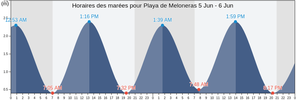 Horaires des marées pour Playa de Meloneras, Provincia de Las Palmas, Canary Islands, Spain