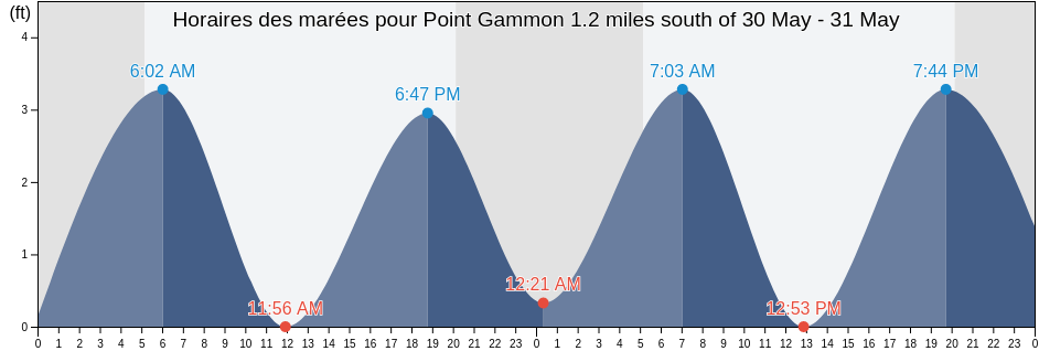 Horaires des marées pour Point Gammon 1.2 miles south of, Barnstable County, Massachusetts, United States