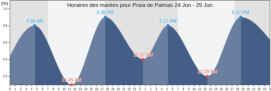 Horaires des marées pour Praia de Palmas, Governador Celso Ramos, Santa Catarina, Brazil