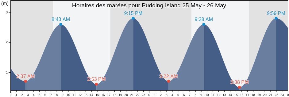 Horaires des marées pour Pudding Island, Auckland, New Zealand
