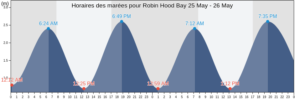 Horaires des marées pour Robin Hood Bay, New Zealand