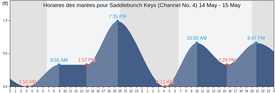 Horaires des marées pour Saddlebunch Keys (Channel No. 4), Monroe County, Florida, United States