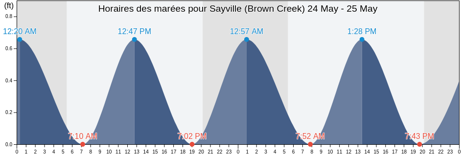 Horaires des marées pour Sayville (Brown Creek), Nassau County, New York, United States