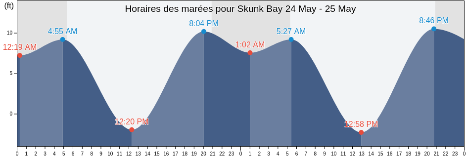 Horaires des marées pour Skunk Bay, Kitsap County, Washington, United States