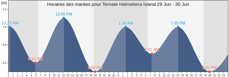 Horaires des marées pour Ternate Halmahera Island, Kota Ternate, North Maluku, Indonesia