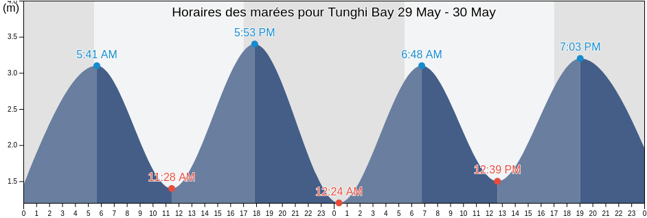 Horaires des marées pour Tunghi Bay, Mtwara, Mtwara, Tanzania