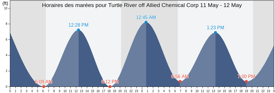 Horaires des marées pour Turtle River off Allied Chemical Corp, Glynn County, Georgia, United States