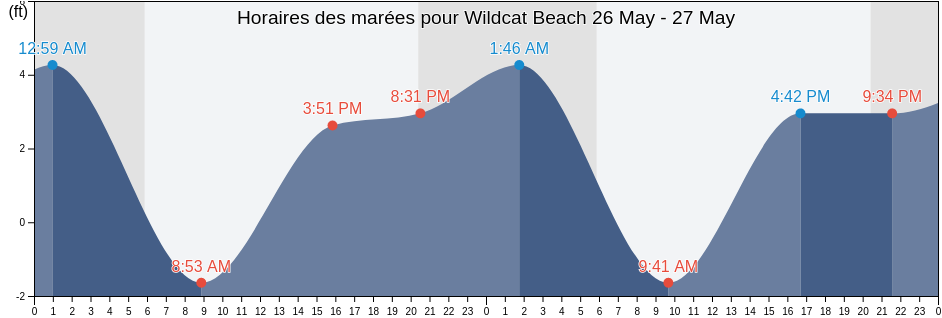 Horaires des marées pour Wildcat Beach, Marin County, California, United States
