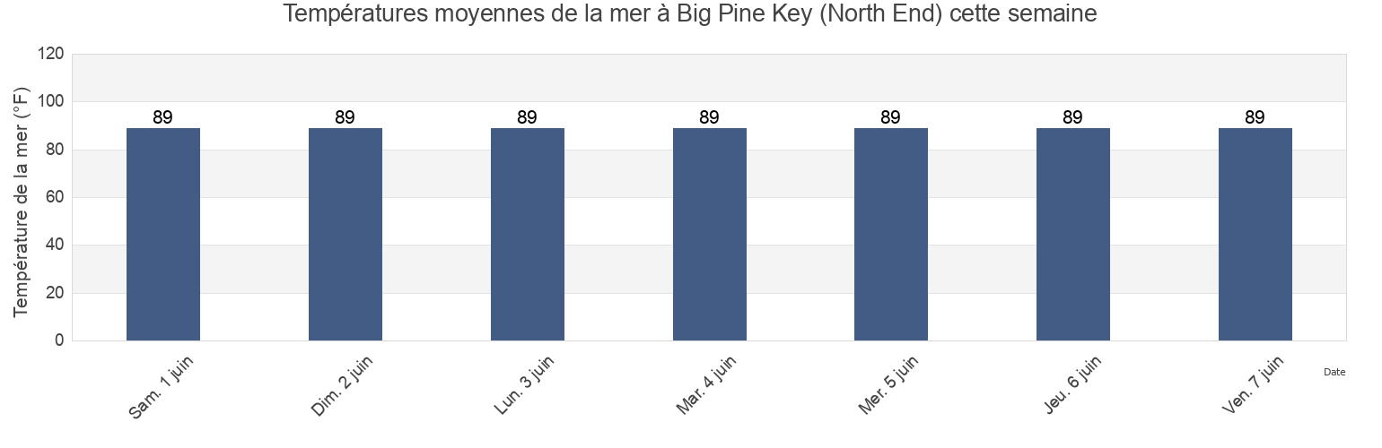 Températures moyennes de la mer à Big Pine Key (North End), Monroe County, Florida, United States cette semaine