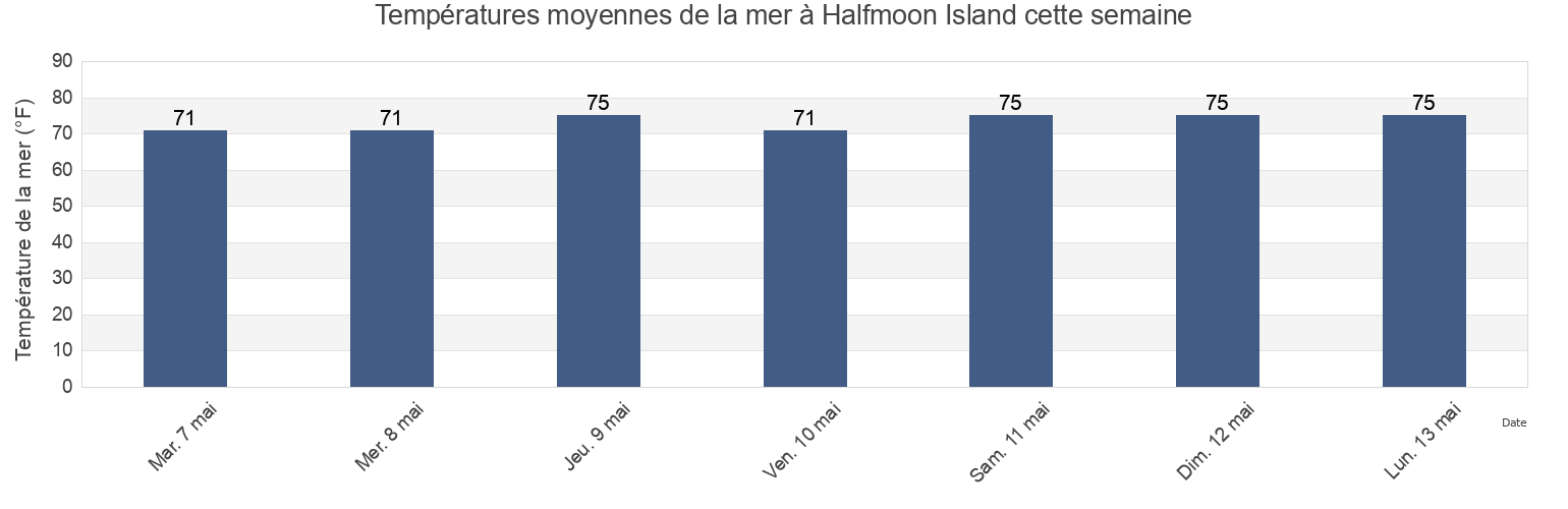 Températures moyennes de la mer à Halfmoon Island, Nassau County, Florida, United States cette semaine