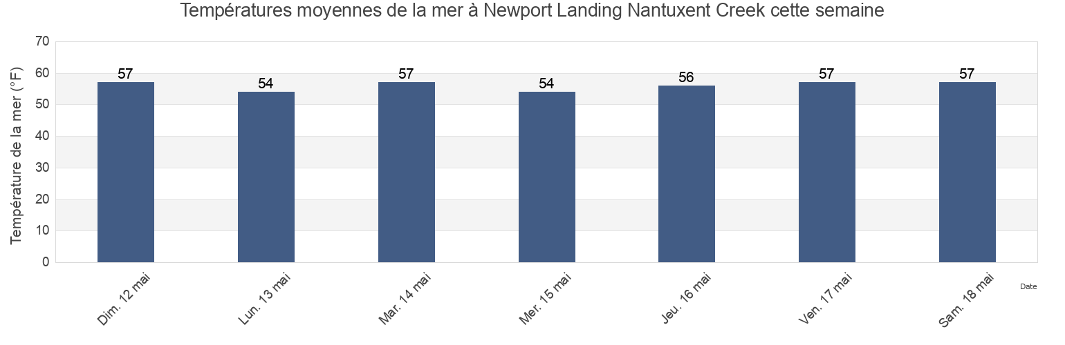 Températures moyennes de la mer à Newport Landing Nantuxent Creek, Cumberland County, New Jersey, United States cette semaine