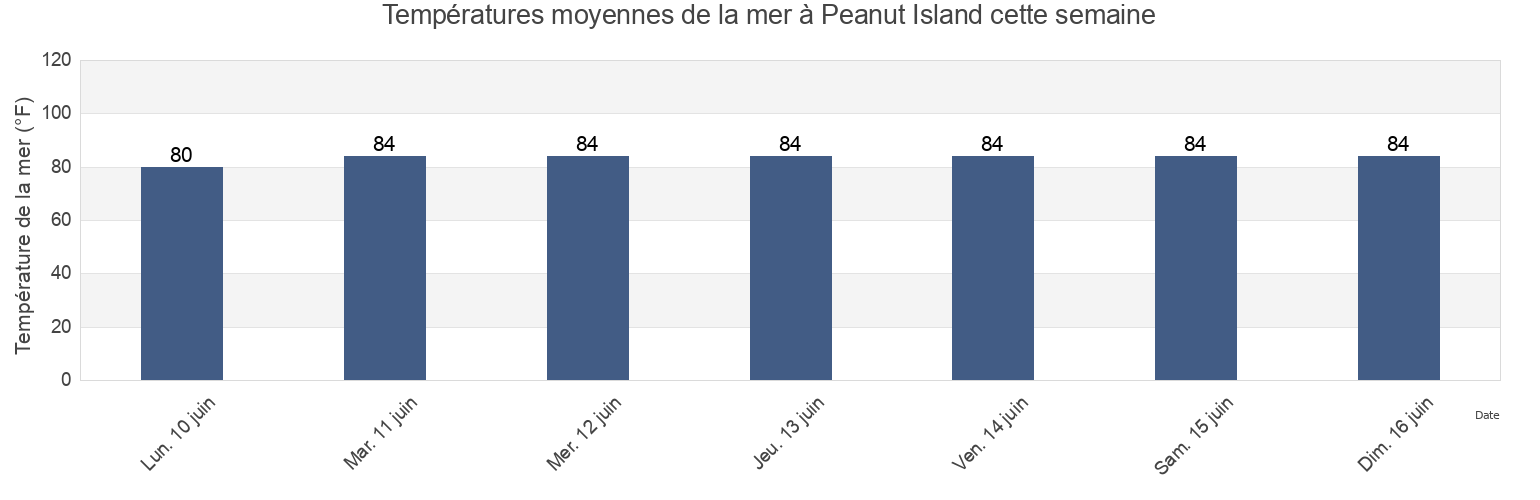 Températures moyennes de la mer à Peanut Island, Palm Beach County, Florida, United States cette semaine